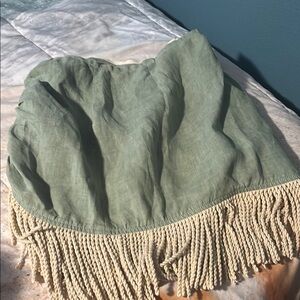 Green Bubble Mini Skirt with Ruffled Style